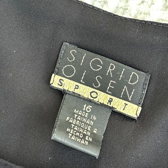 Sigrid Olsen Sport Black Whimsigoth Casual Floral Sleeveless Shift Dress Size 16 - Picture 2 of 6